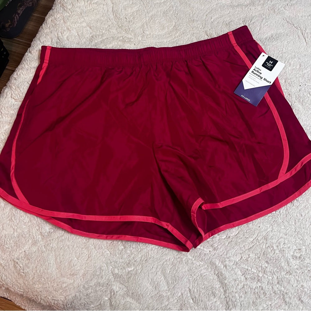 Red running shorts